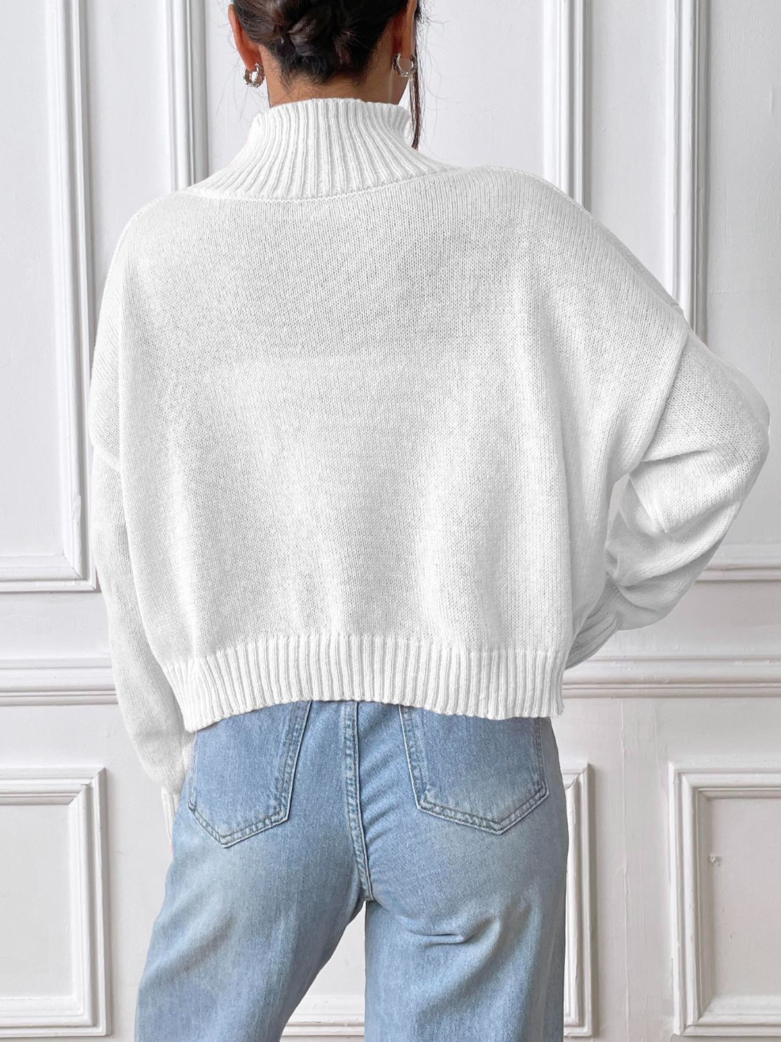 Heart Turtleneck Long Sleeve Sweater