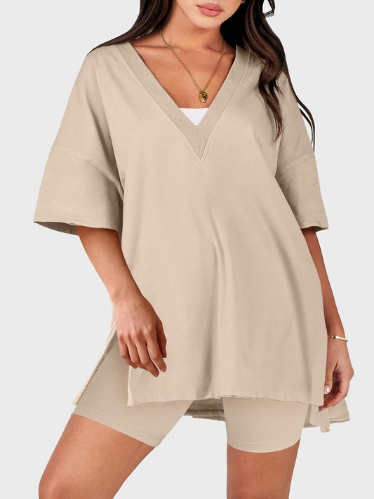 Lovelet V-Neck Half Sleeve Top and Shorts Set